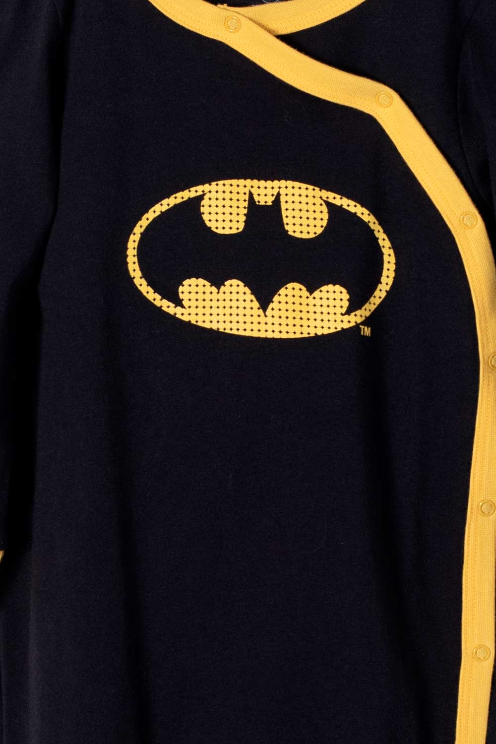 Pijama de Batman negra y amarilla tipo mameluco para bebé - Tienda
