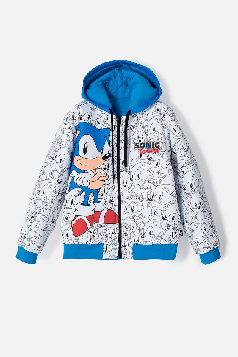 Chaqueta de Sonic con capucha azul y blanca para niño - Ponemos la Fantasía!