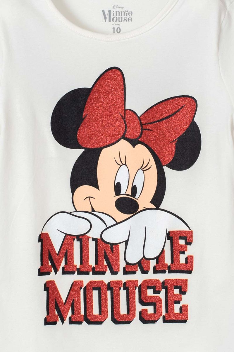 Camiseta de Minnie Mouse manga corta marfil para niña - Ponemos la Fantasía!