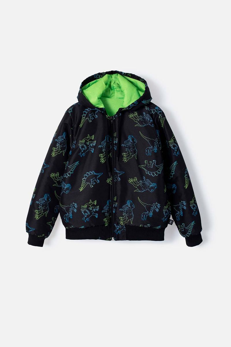 Chaqueta Mic con estampado de dinosaurios negro y verde para niño