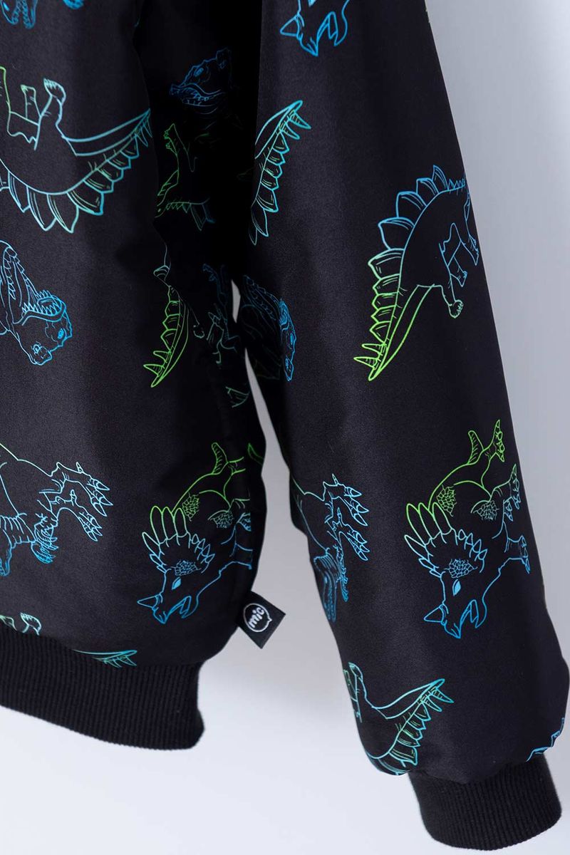 Chaqueta Mic con estampado de dinosaurios negro y verde para niño