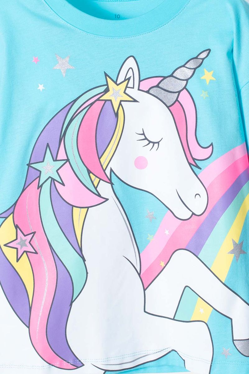 Camiseta Niña Unicornio Lentejuelas Blanca