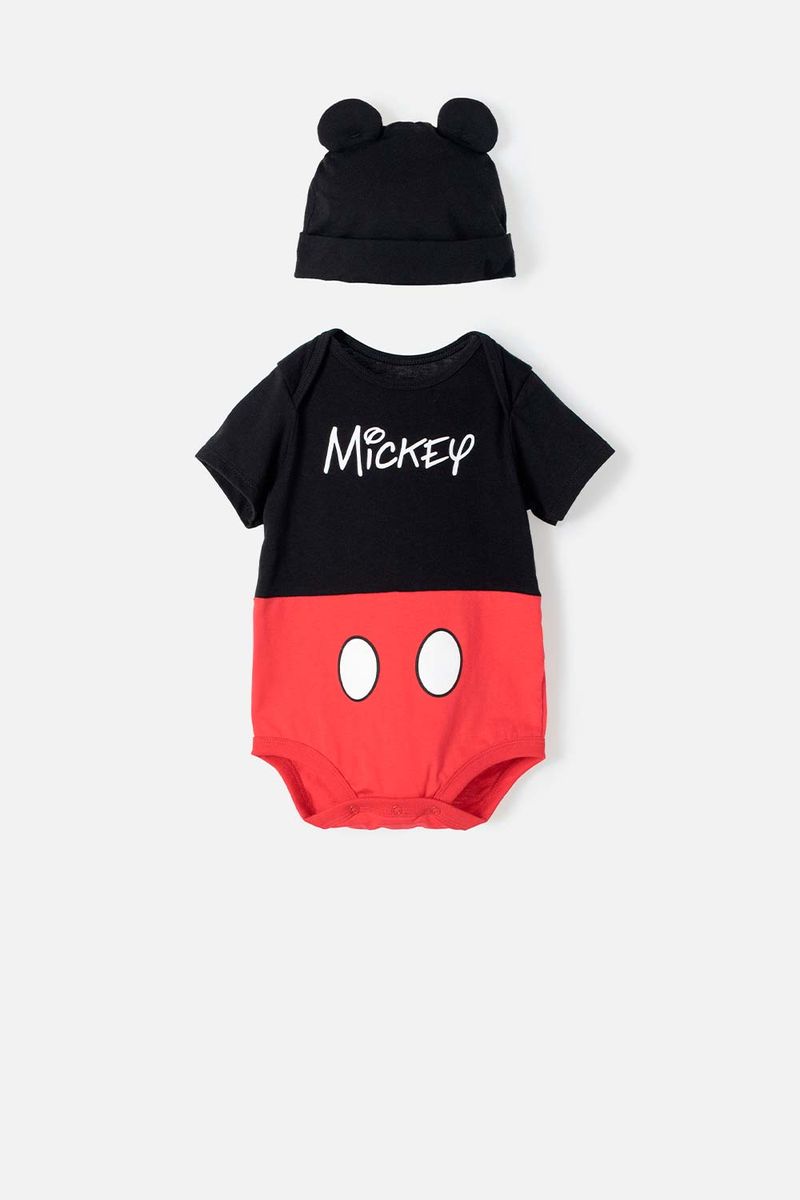 Body de Mickey rojo con negro de manga corta para beb ni o