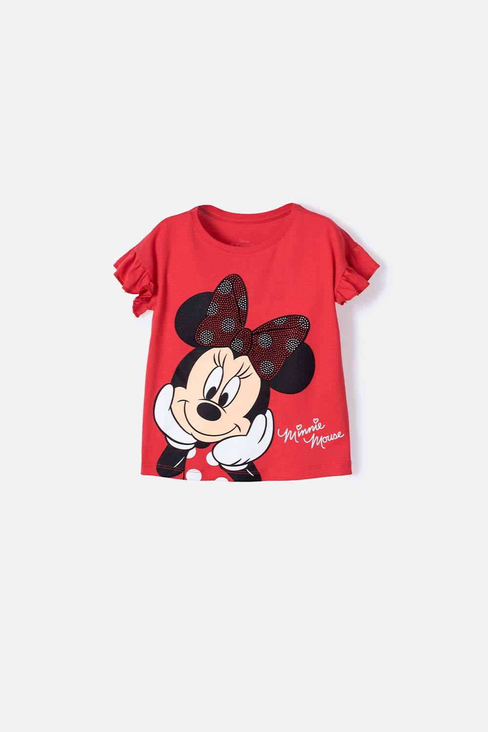 Camiseta de Minnie roja estampada para niña de 2T a 5T