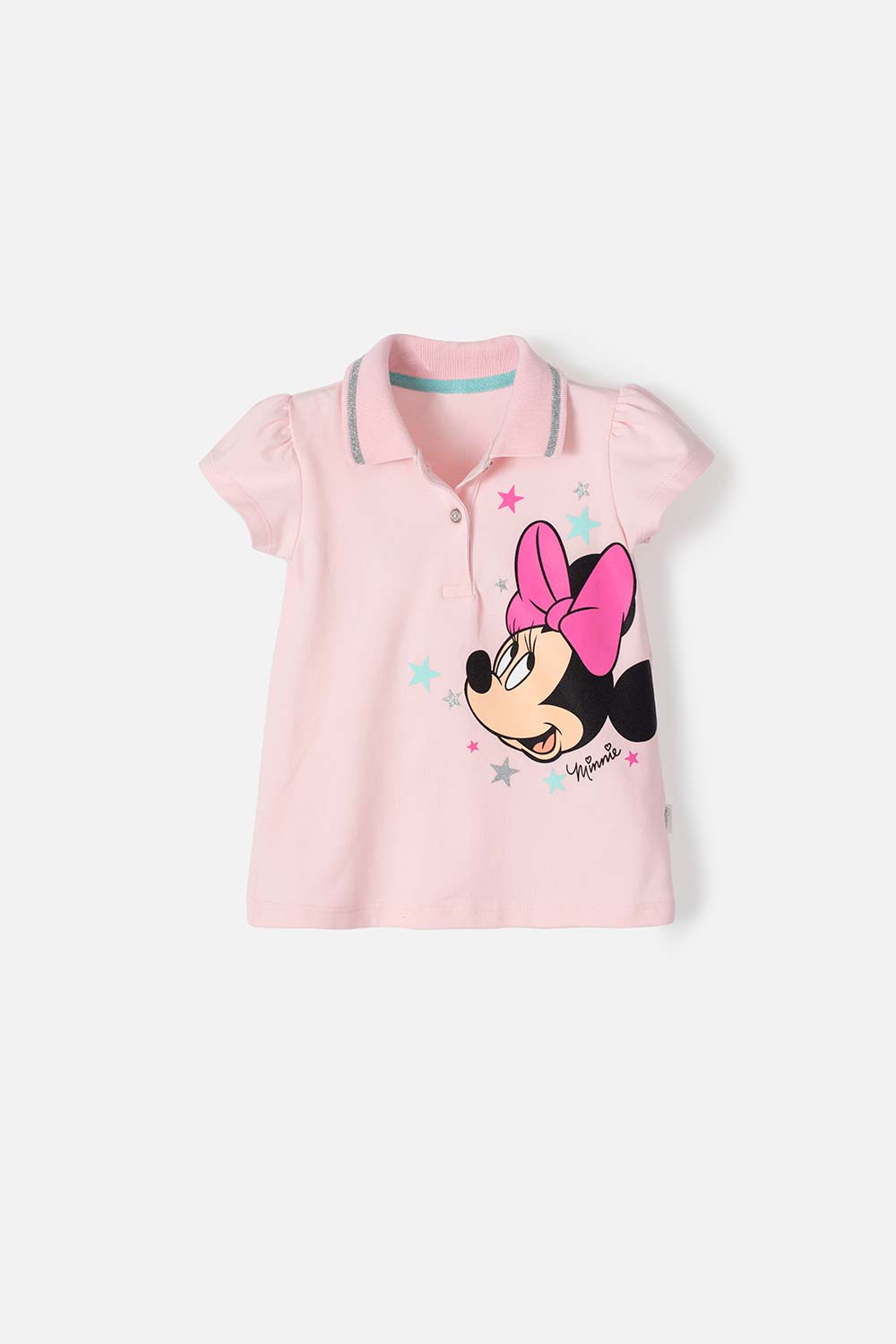 Camiseta de Minnie Mouse rosada tipo polo para niña 2T a 5T 2T-0