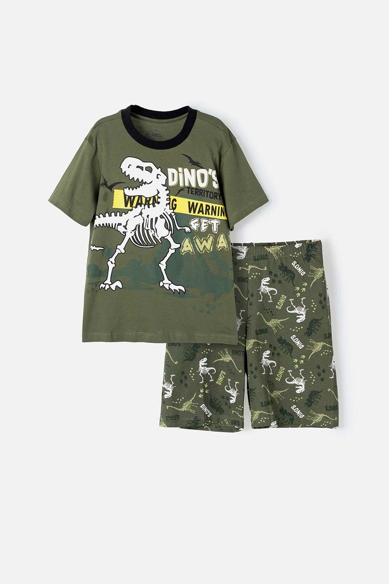 Pijama Para Niño Set De Camiseta Manga Corta Estampada Y Pantaloneta  Estampada