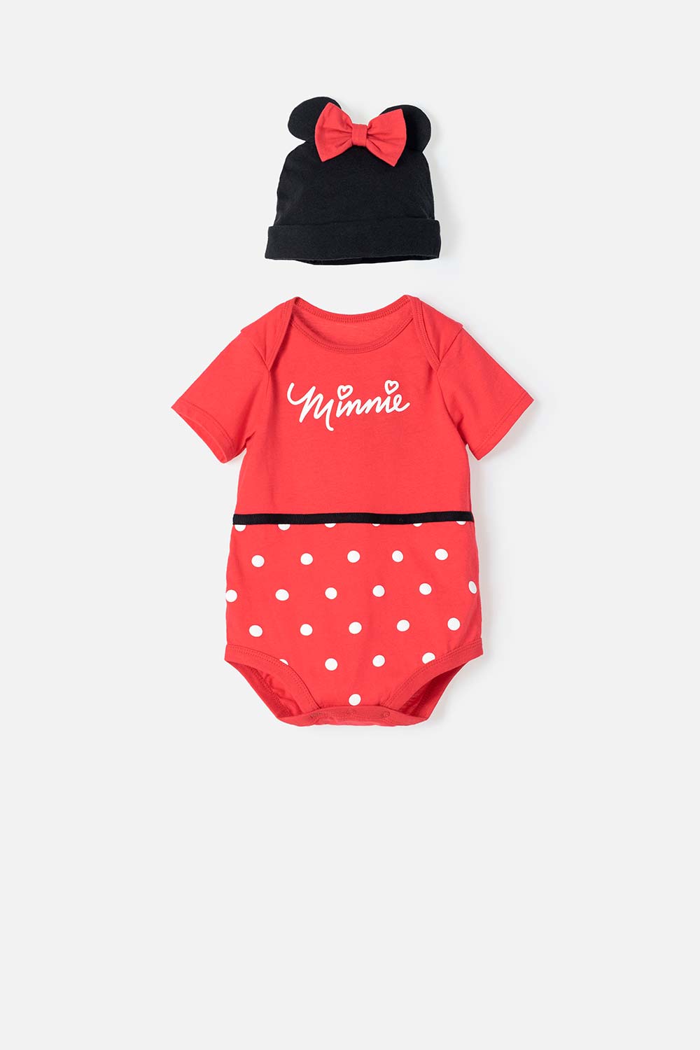 Body de Minnie negro y rojo de manga corta para bebé niña