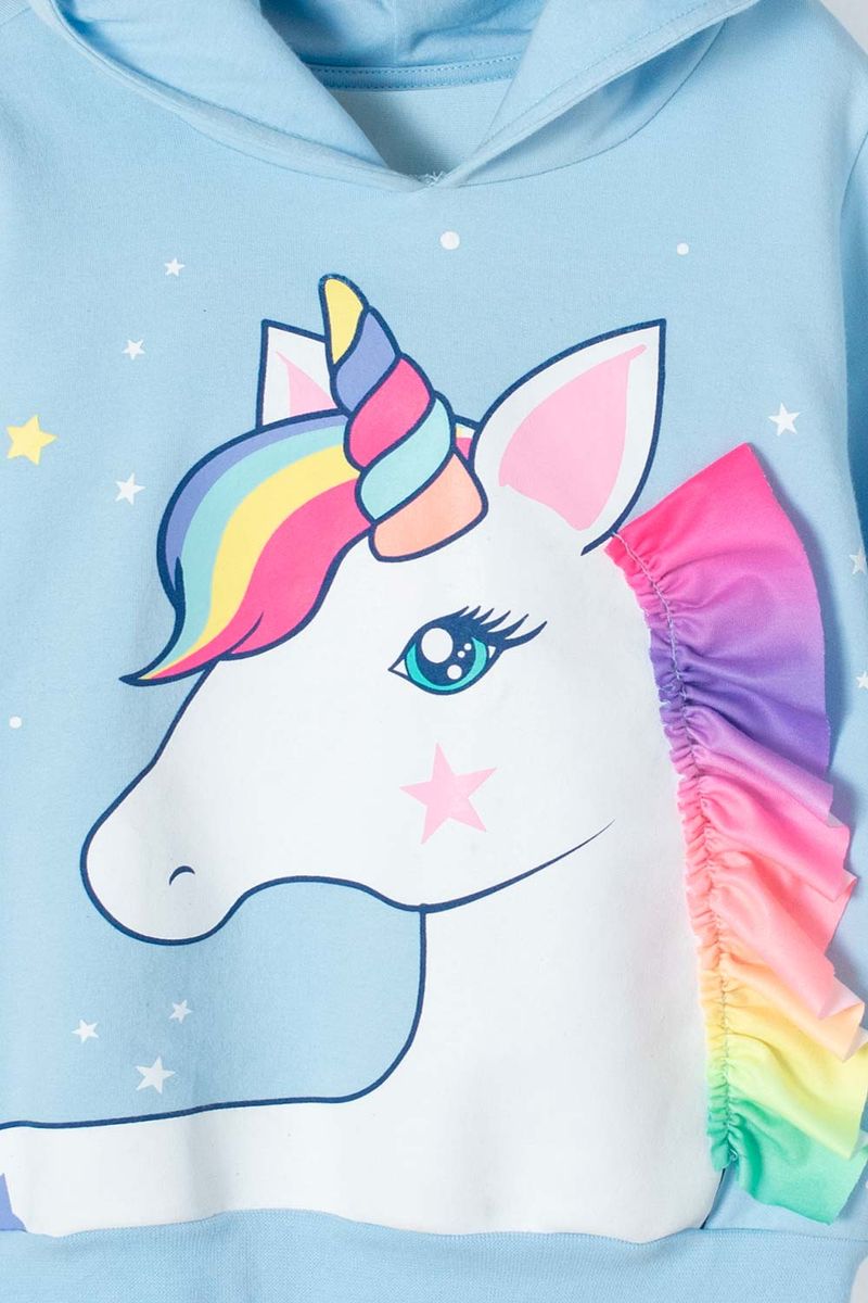 Buzo de unicornio azul claro cerrado para ni a 2T a 5T Ponemos