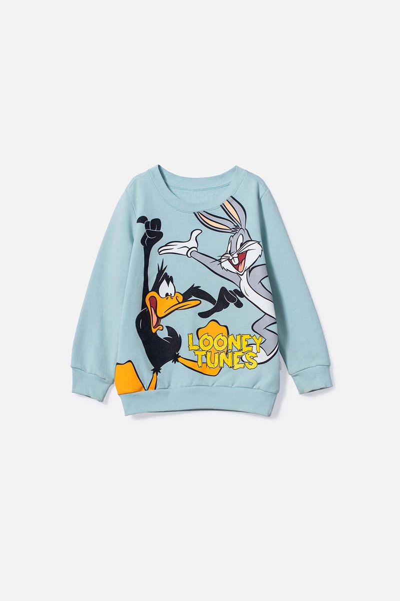 Buzo Looney Tunes azul agua cuello redondo unisex Ponemos la