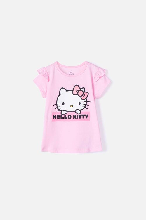 Camiseta de niña, manga corta rosada de Hello Kitty - Ponemos la Fantasía!