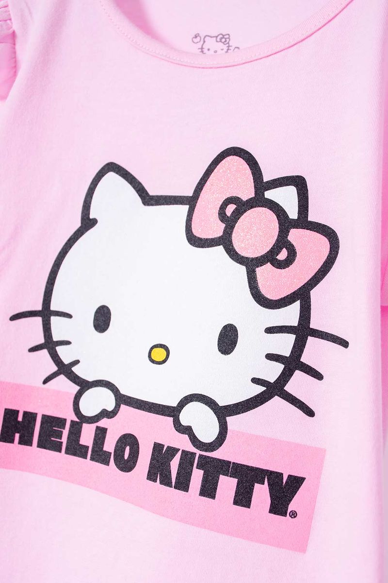 Camiseta de niña, manga corta rosada de Hello Kitty - Ponemos la Fantasía!