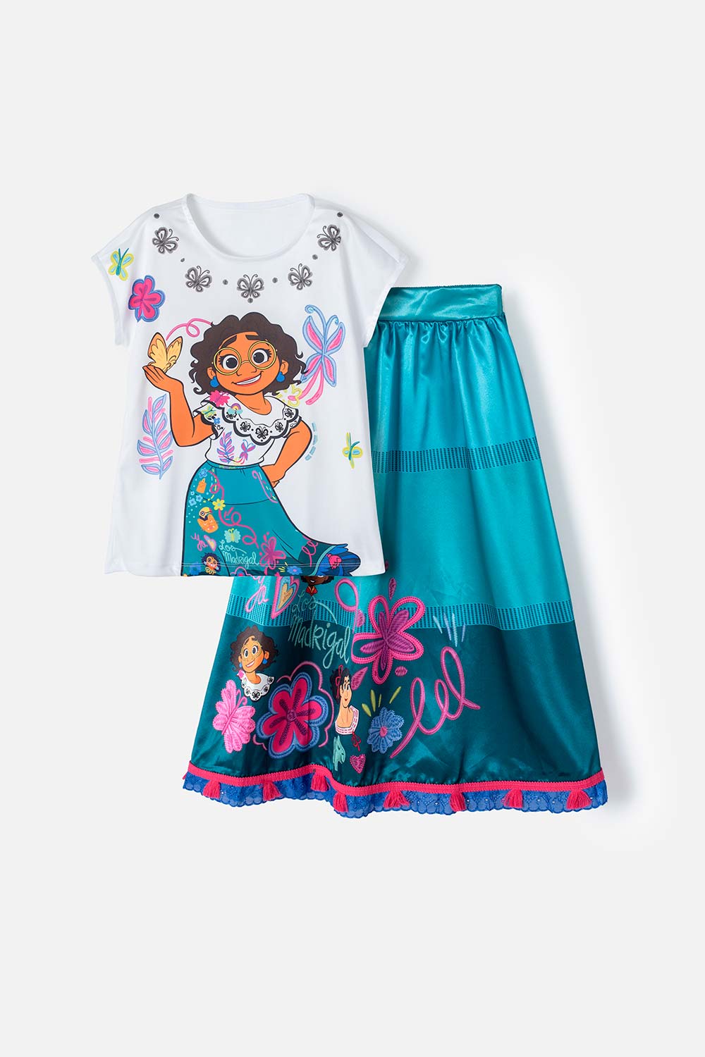 Conjunto de Encanto con Falda verde y blanco para niña 4-0