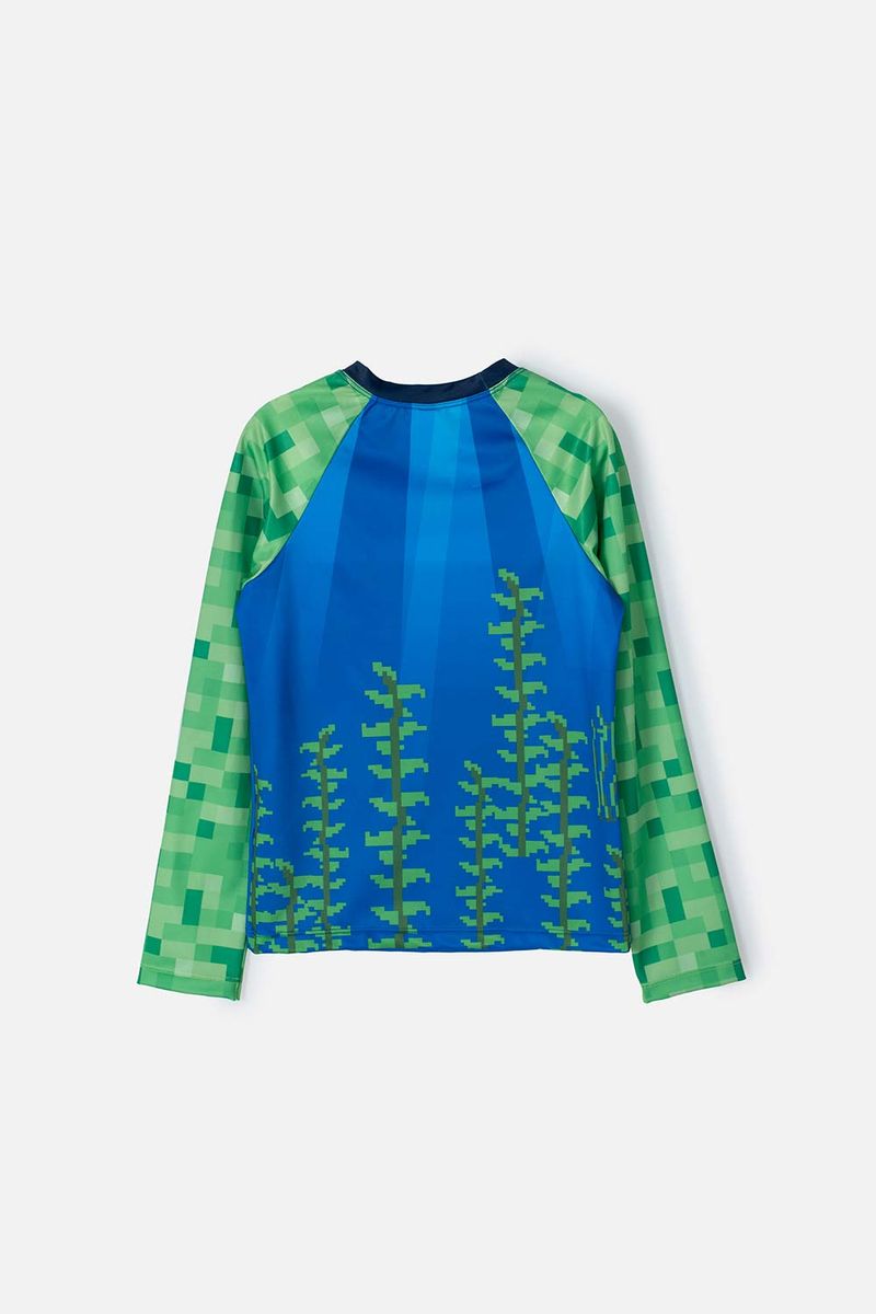 Camiseta de ba o de Minecraft verde y azul manga larga para ni o