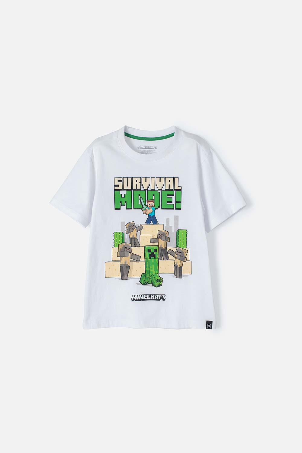 Camiseta de Minecraft blanca manga corta para niño 6-0