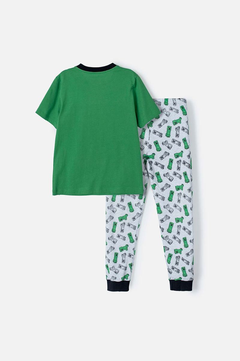 Pijama com Calça do Minecraft Branco/Verde - SoTiny