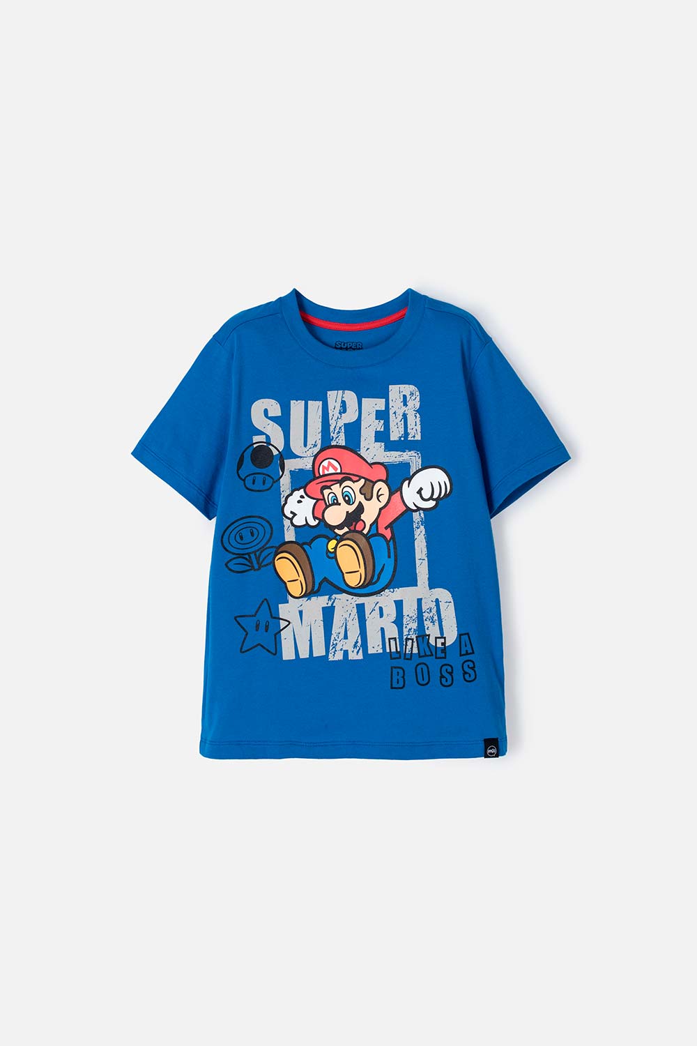 Camiseta de Mario Bros azul estampada en frente para niño 12-0