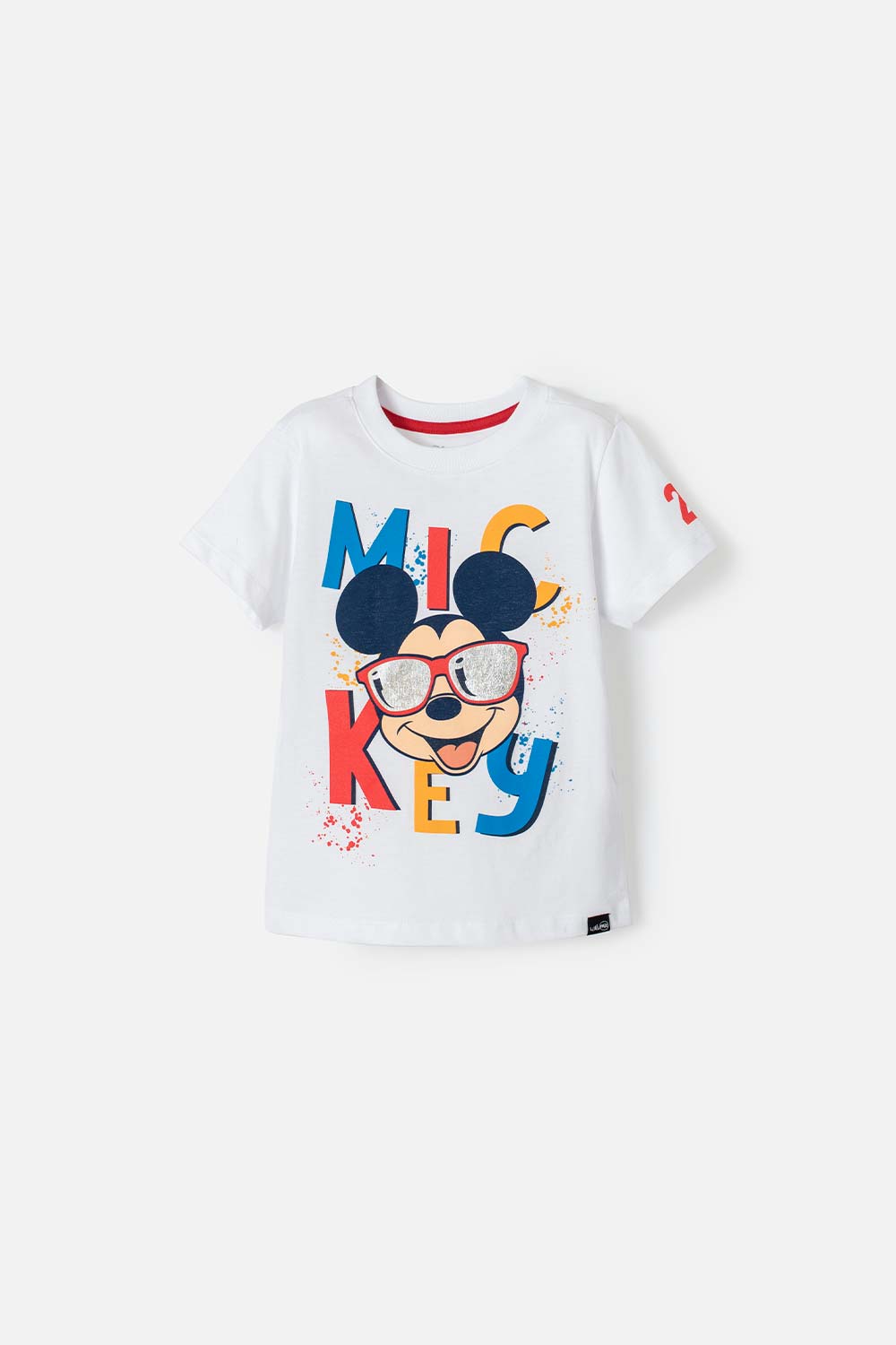 Camiseta de Mickey  manga corta blanco para niño 2t a 5t 4T-0