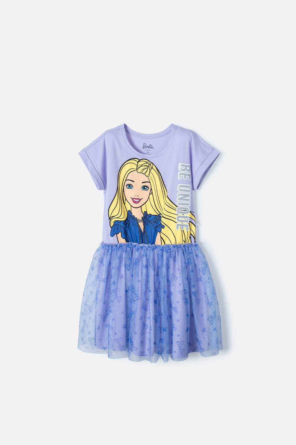 Vestido de Barbie manga corta lila para niña 4-0
