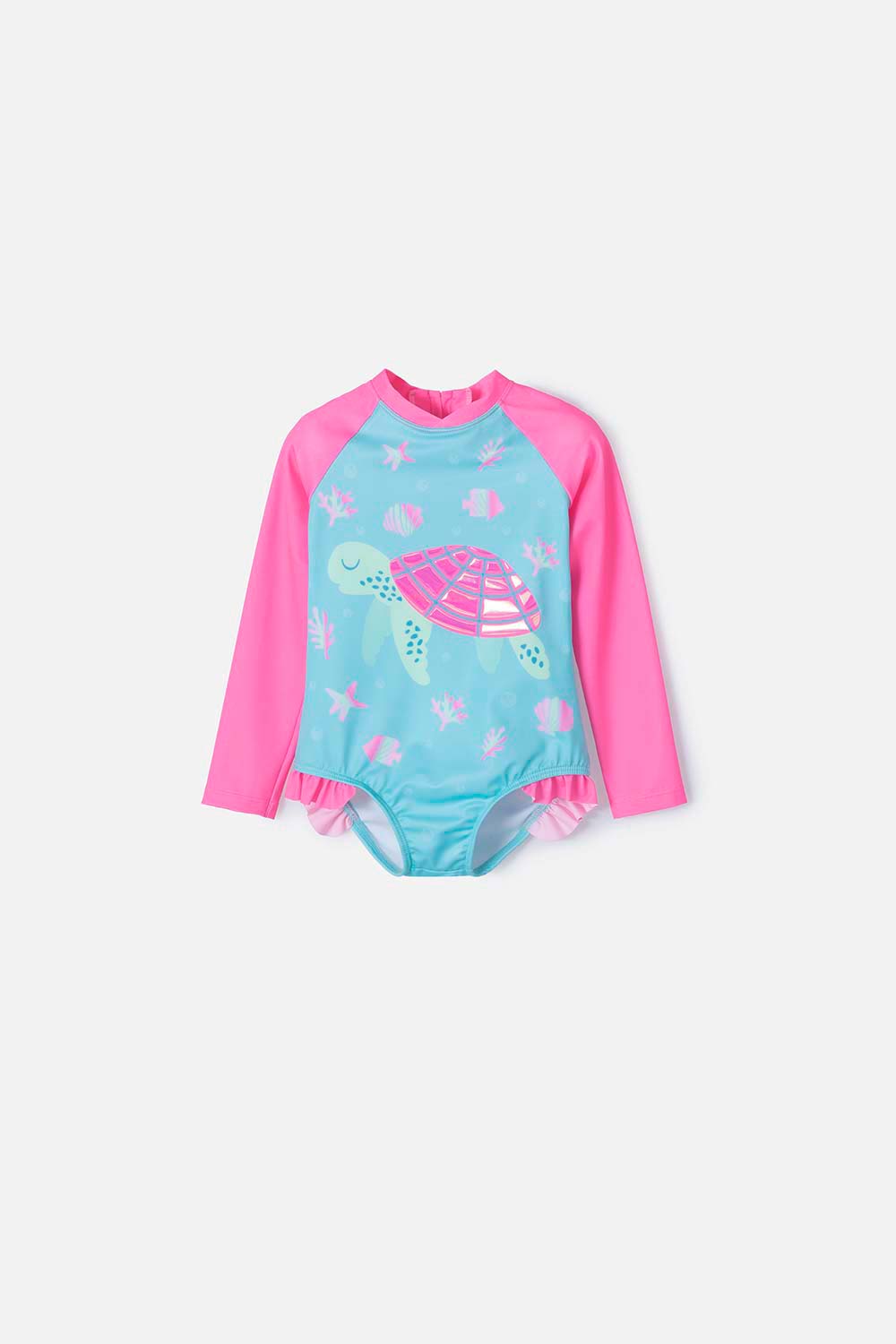 Vestido De Baño Littlemic Rosado Y Azul Manga Larga Para Niña 2t A 5t 