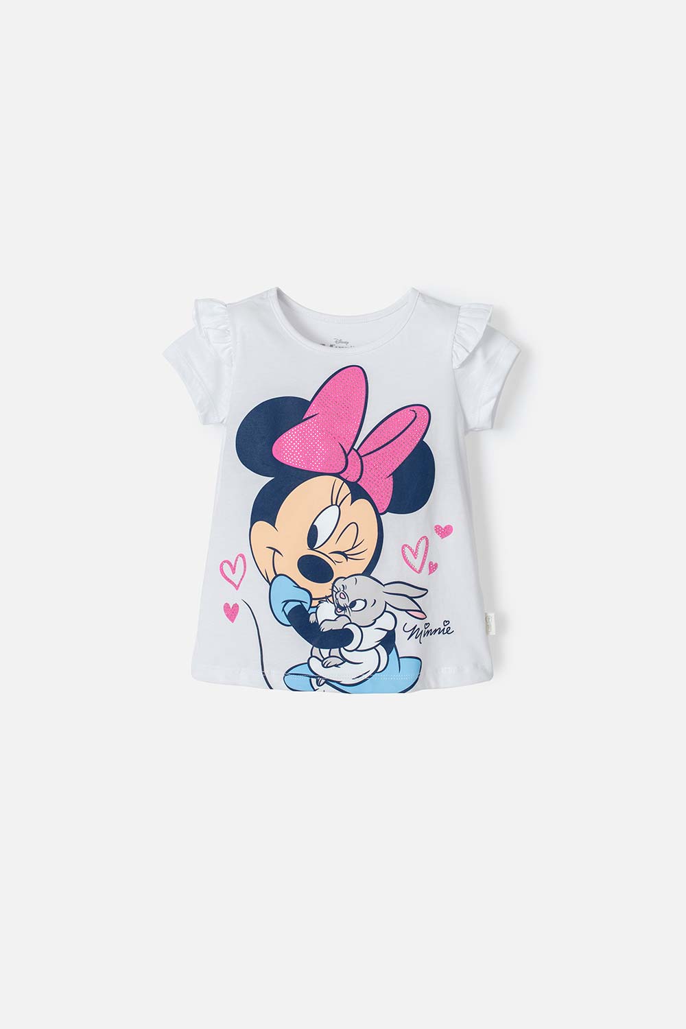 Camiseta de Minnie Mouse manga corta blanca para niña 4T-0