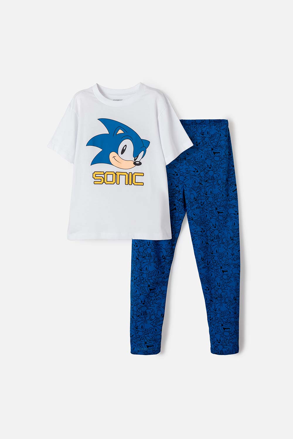 Pijama de Sonic con pantalón largo blanco y azul para niño 6-0