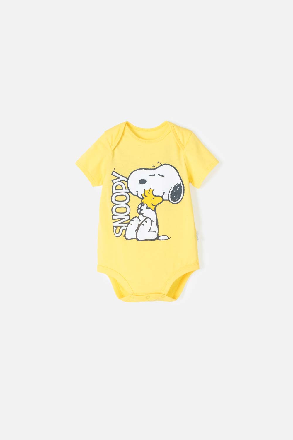 Body Snoopy manga corta amarillo para bebe unisex 6-9-0