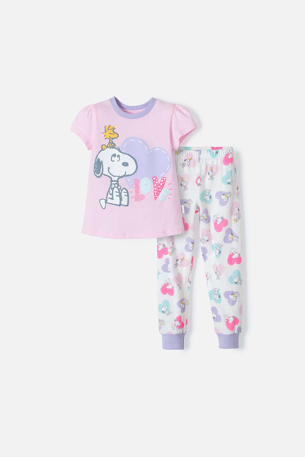 Pijama de Snoopy multicolor de pantalón largo para niña 2t a 5t 2T-0