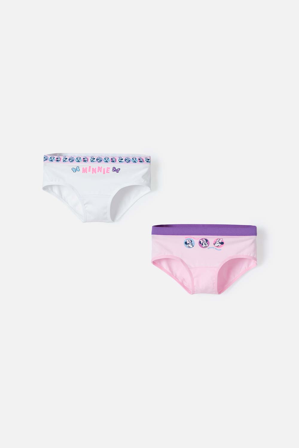 Pack x2 panties Minnie Mouse blanco y rosado para niña 4-0