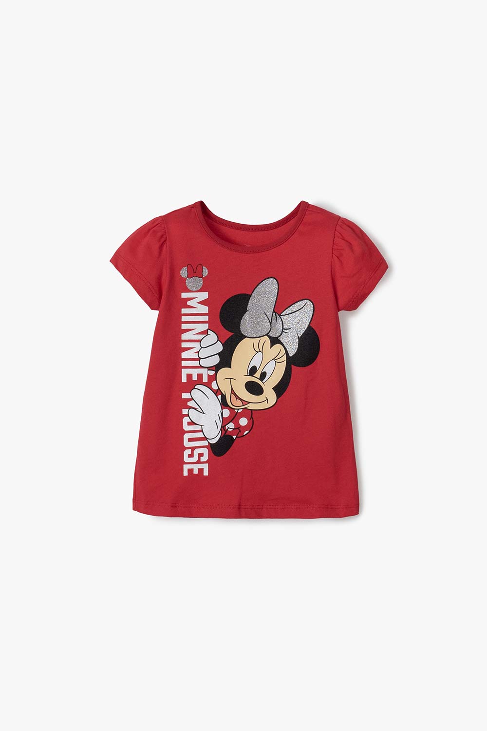 Camiseta de Minnie Mouse roja manga corta para niña 2T a 5T 2T-0