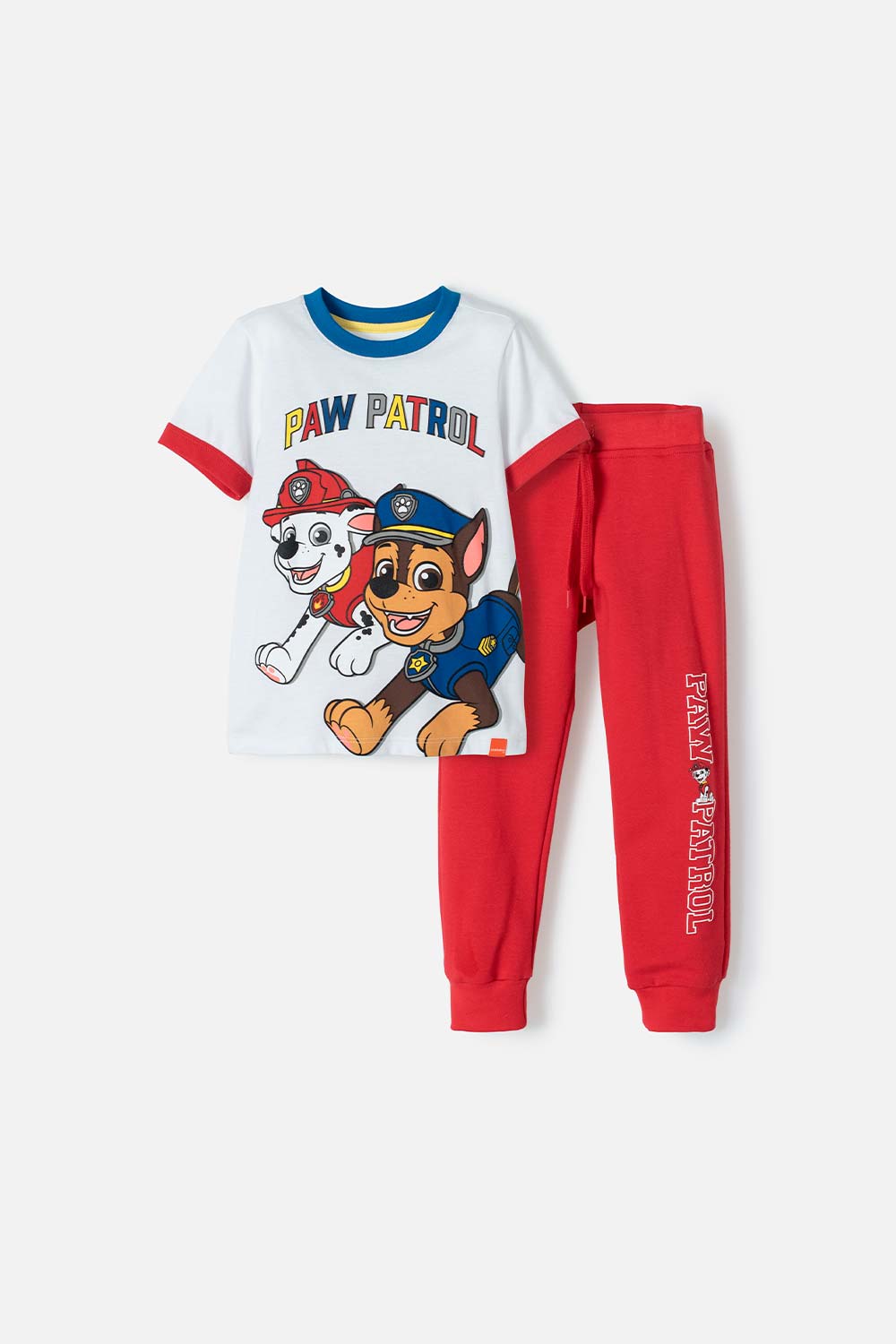 Conjunto de Paw Patrol blanco y rojo de manga corta para niño 2T a 5T 2T-0