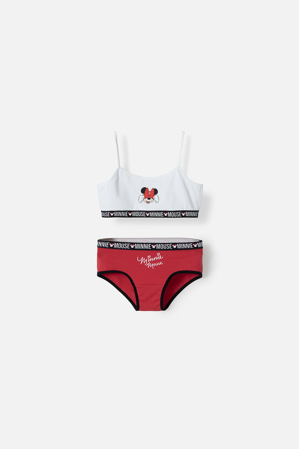 Conjunto de top y panty de Minnie Mouse blanco y rojo para niña 4-0
