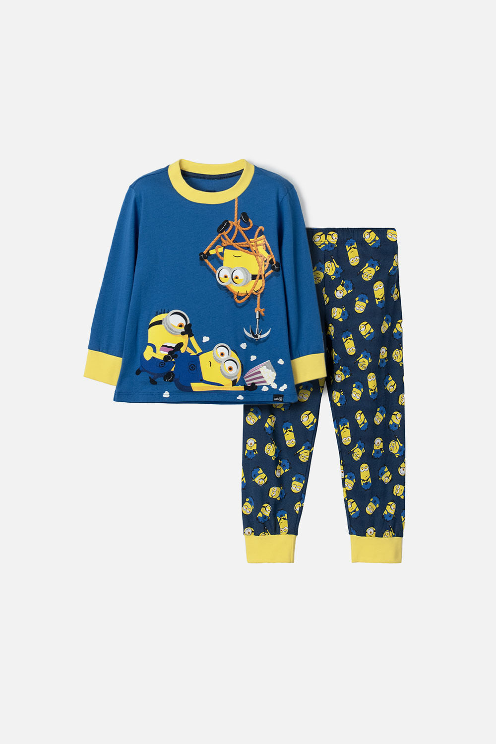 Pijama de Minions azul de camiseta manga larga para niño 2T a 5T 2T-0