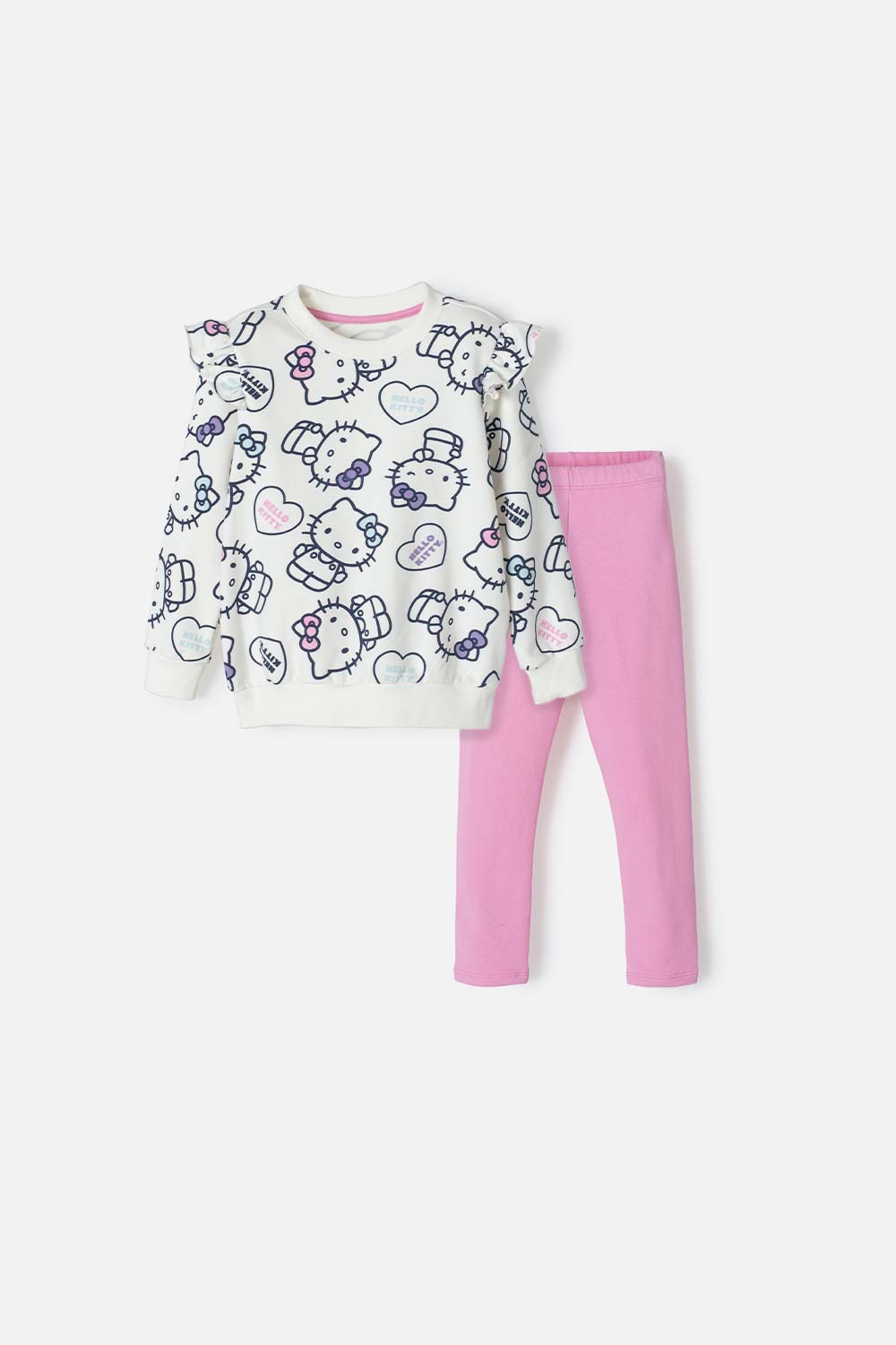 Conjunto de Hello Kitty con pantalón largo rosado y marfil para niña 2T a 5T 2T-0
