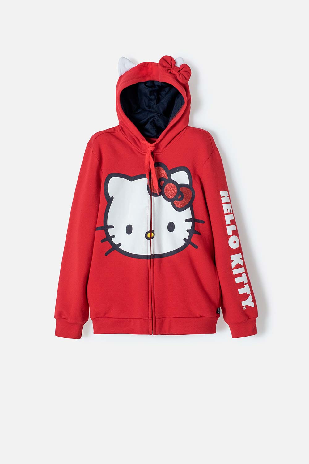 Buzo de Hello Kitty rojo y azul con capucha/abierto para niña 4-0