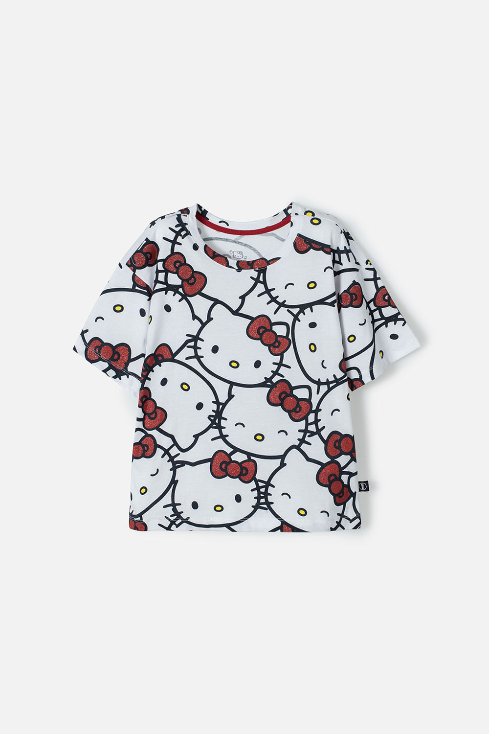 Camiseta de Hello Kitty blanca y roja manga corta para niña 4-0