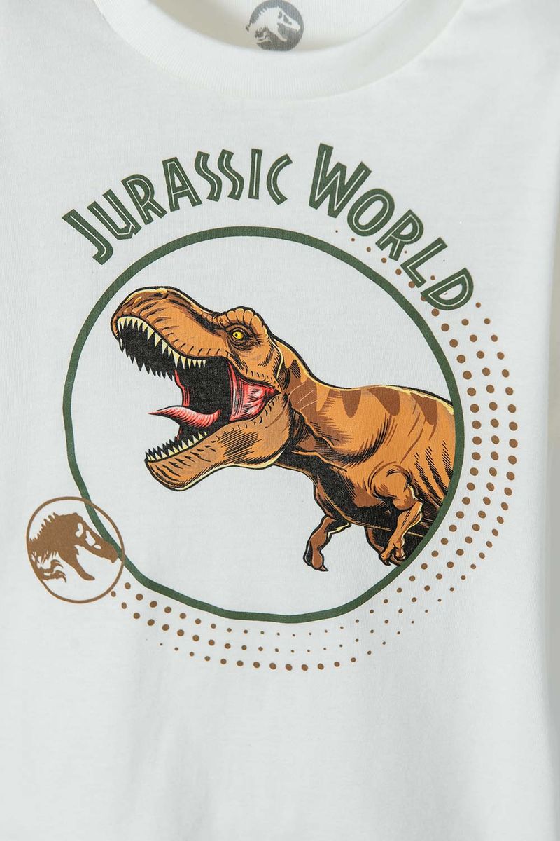 Camiseta de Jurassic World manga corta marfil para nino 2T a 5T