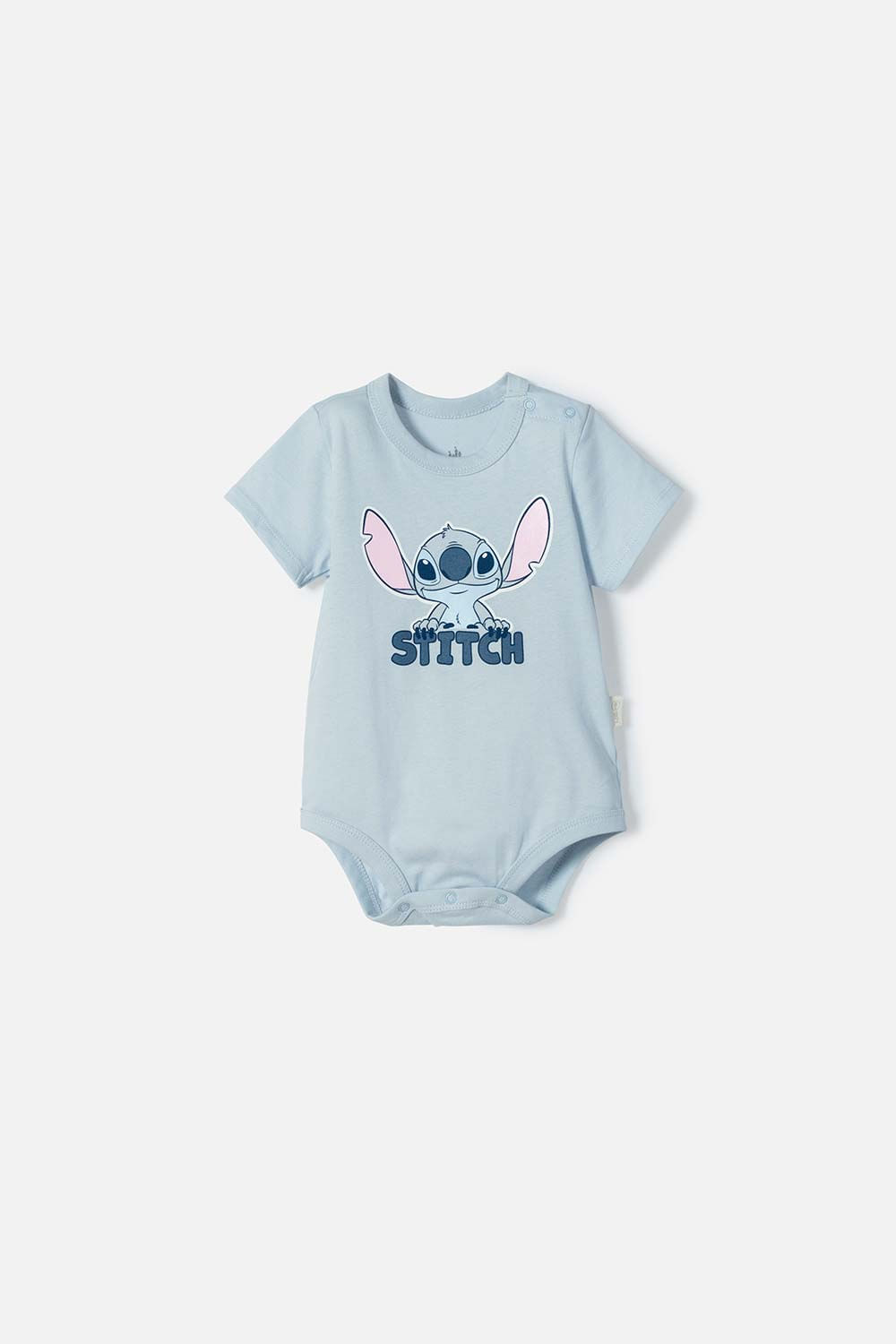 Body de Lilo y Stitch azul con ajuste en entrepierna para bebé niña 3-6-0