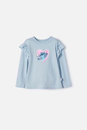 Camiseta de Stitch azul manga larga para niña 2T a 5T 2T