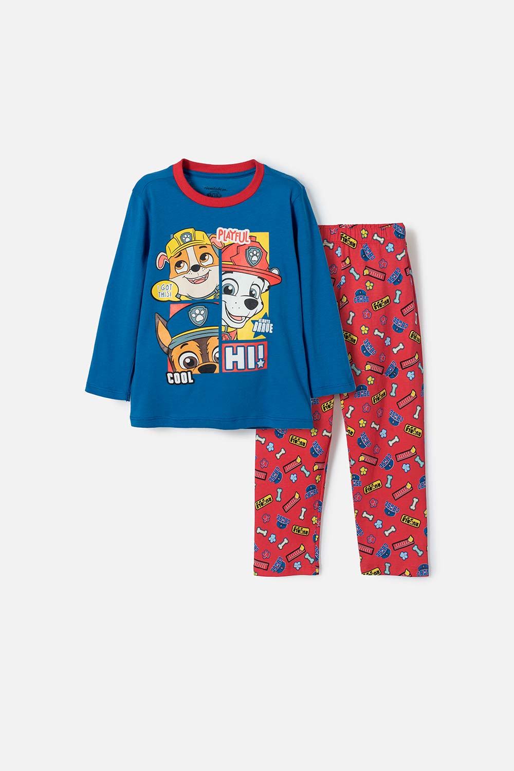 Pijama de Paw Patrol con pantalón largo azul y rojo para niño 2T a 6T 2T-0