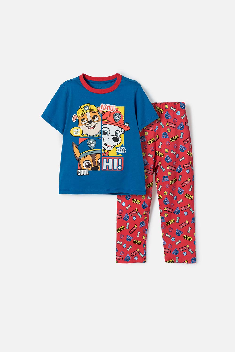 Pijama de Paw Patrol con pantalón largo azul y rojo para niño 2T a 6T 2T-0