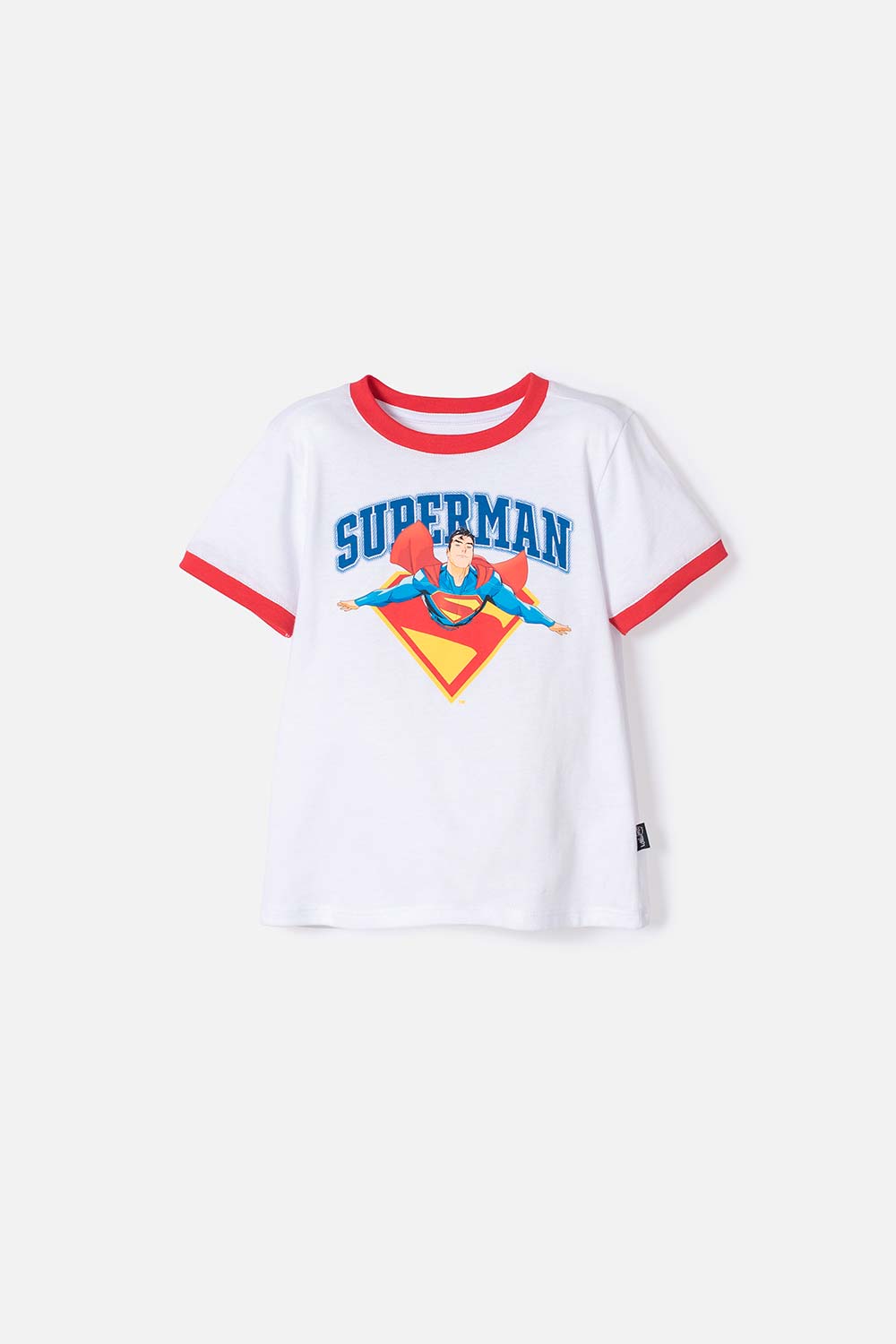 Camiseta se Superman blanca y roja manga corta para niño 2T a 5T 2T-0