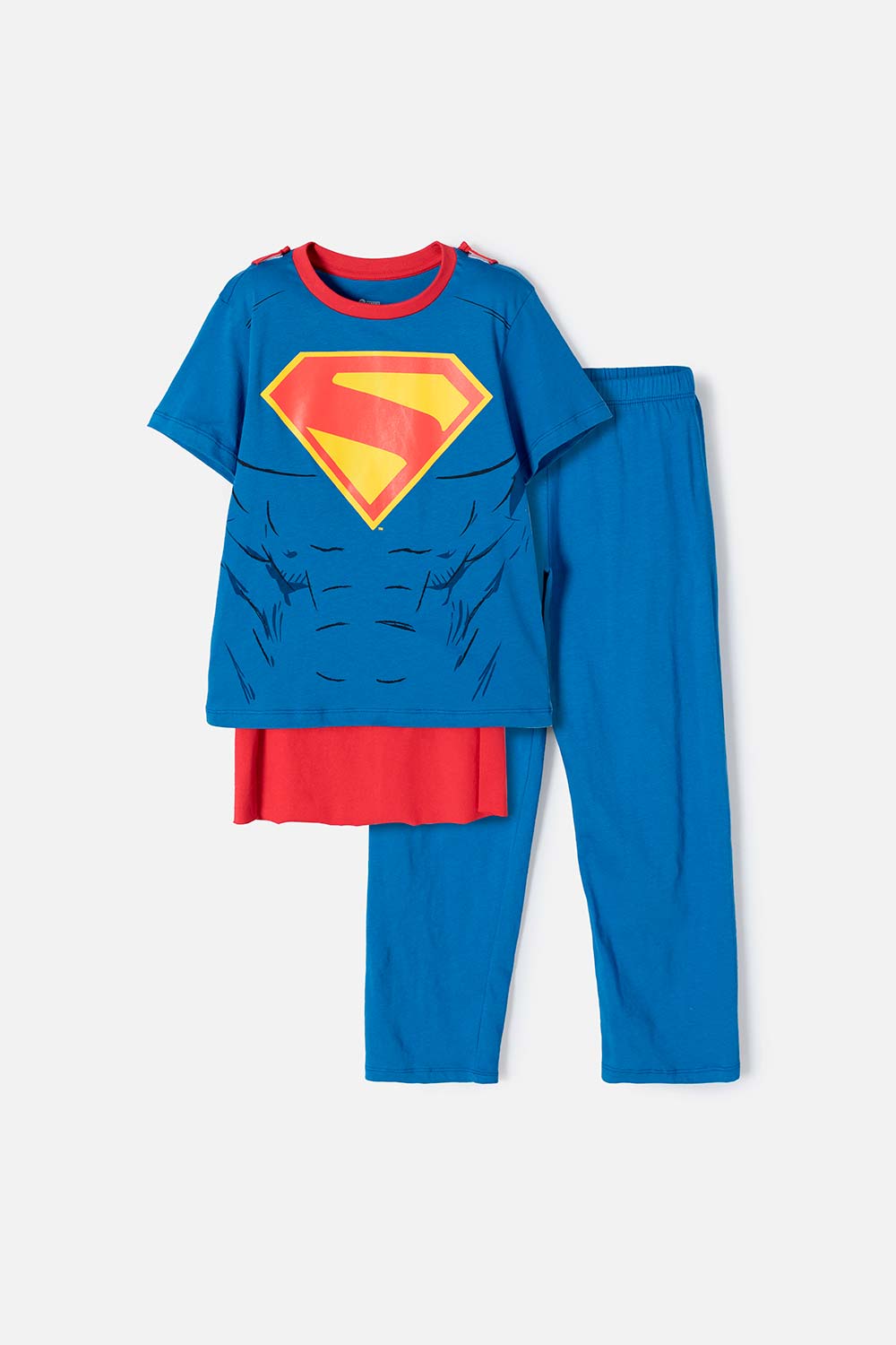 Pijama de Superman azul y roja con capa removible para niño 4-0