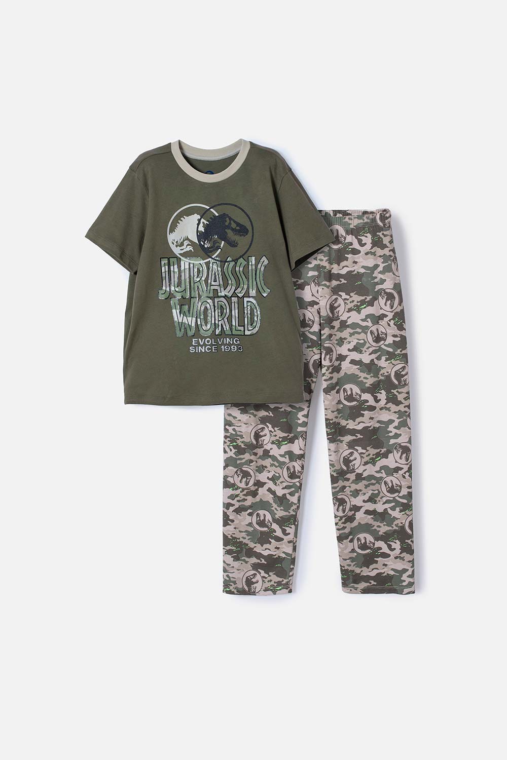 Pijama de Jurassic World verde de camiseta manga corta para niño 4-0
