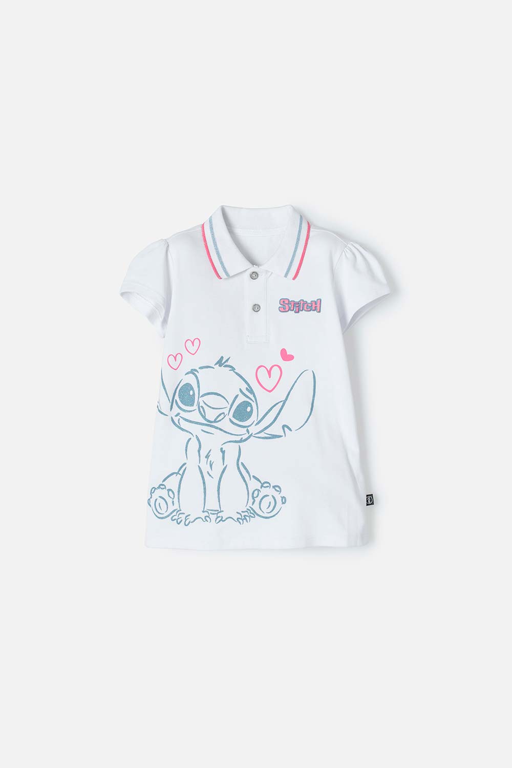 Camiseta Tipo Polo de Stitch blanca tipo polo para niña 4-0
