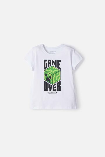 Camiseta de Minecraft manga corta blanco para niña 14