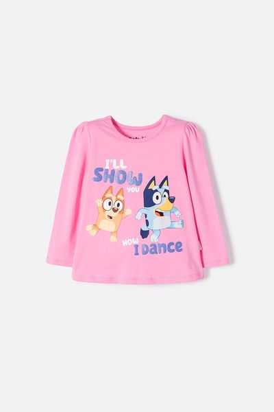 Camiseta de Bluey rosada manga larga para niña 2T a 6T 4T