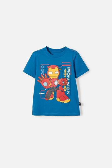 Camiseta de Ironman manga corta azul para niño 2T a 5T 2T