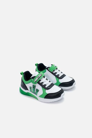 Tenis de Minecraft blanco y verde para niño 30