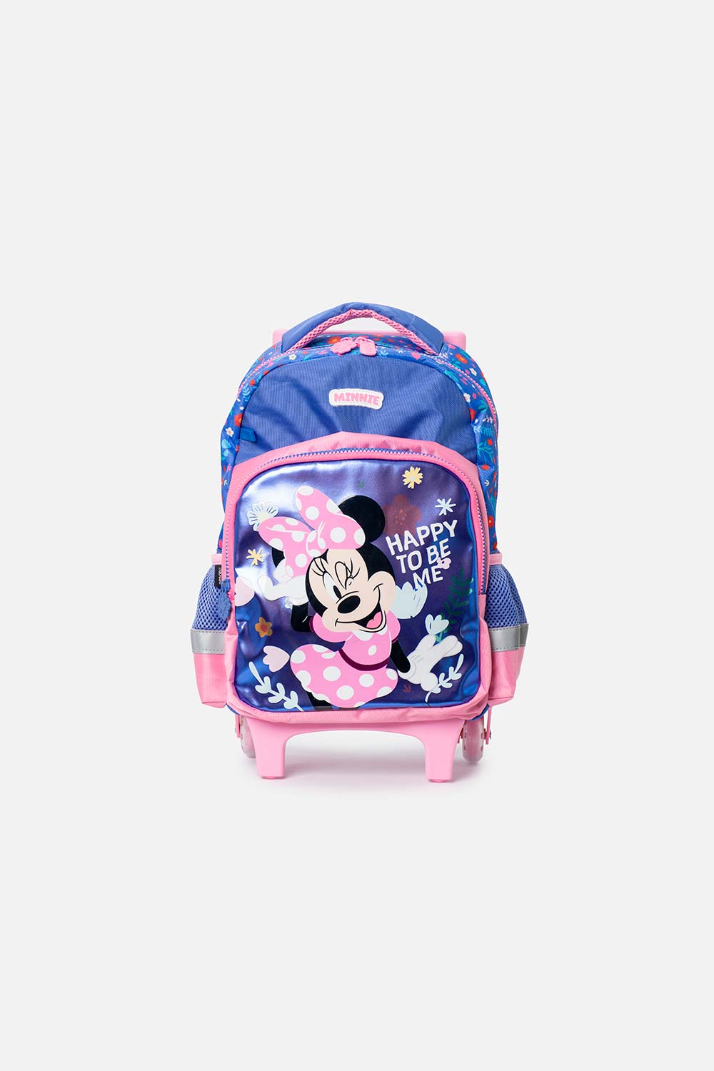 Morral de Minnie Mouse 14" con ruedas azul y rosado para niña U-0