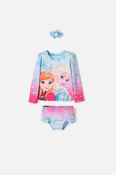 Conjunto de baño de Frozen manga larga multicolor para niña 2T a 6T 2T